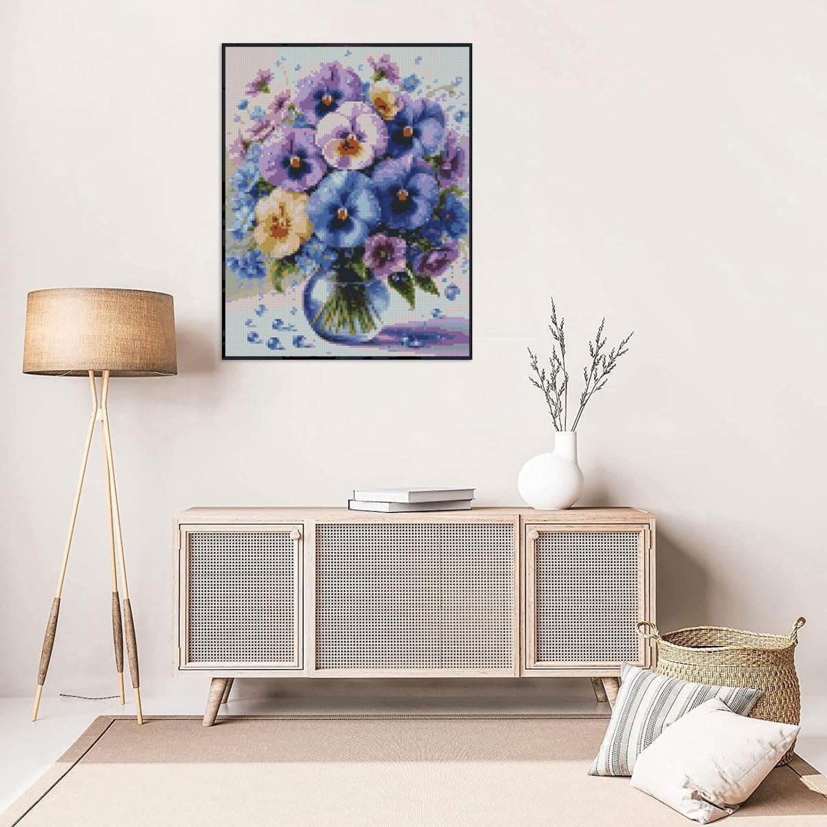 MYBISYMQQ Stamped Cross Stitch Kits - Flower Embroidery Starter Kit for Adult Beginners, Cross Stitch Kits Embroidery Kit Arts and Crafts for Beginners,Crafts for Home Wall Decor 11.8x15.7 inches image 3
