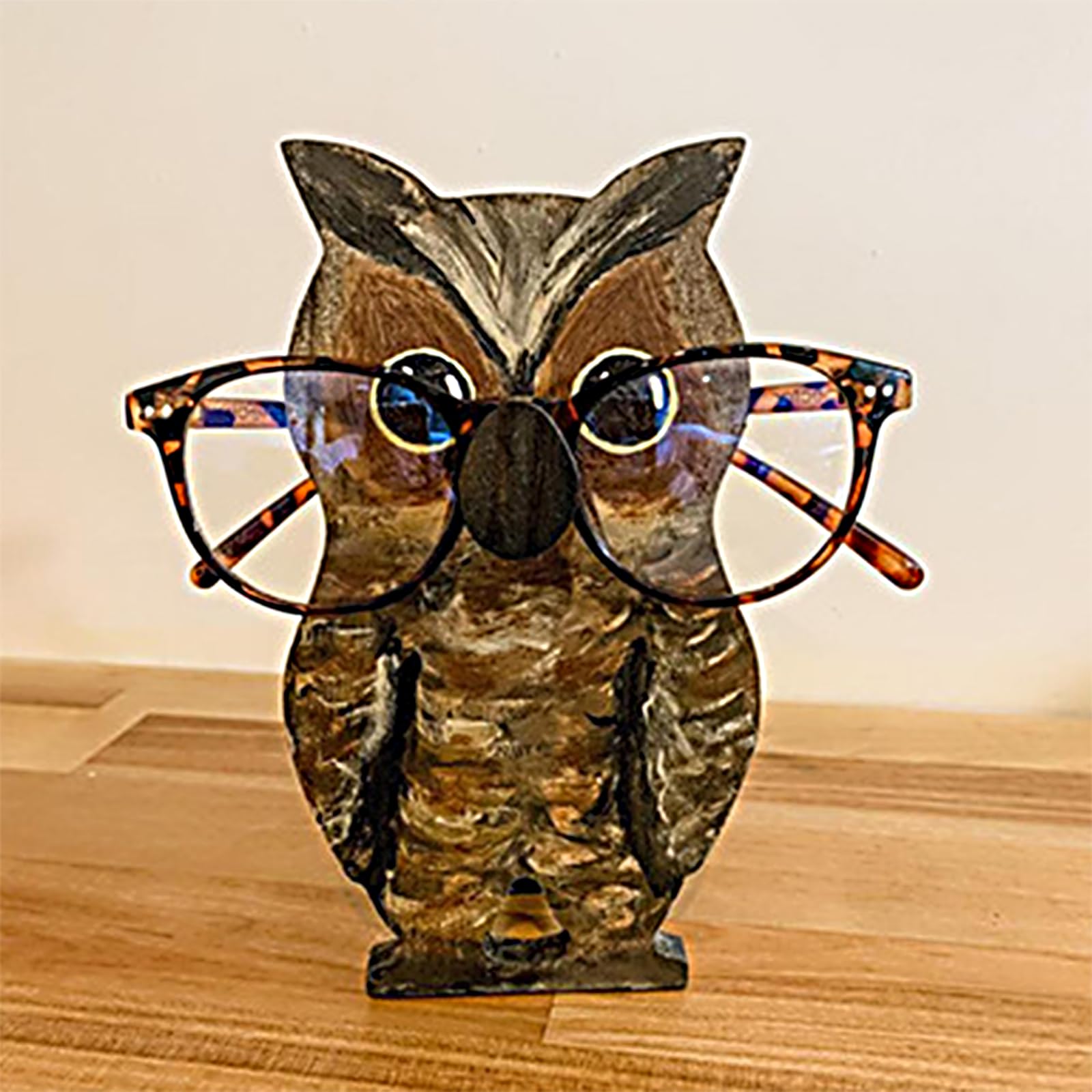 Soporte de madera tallada a mano para gafas de sol, exhibidor de gafas (búho)
