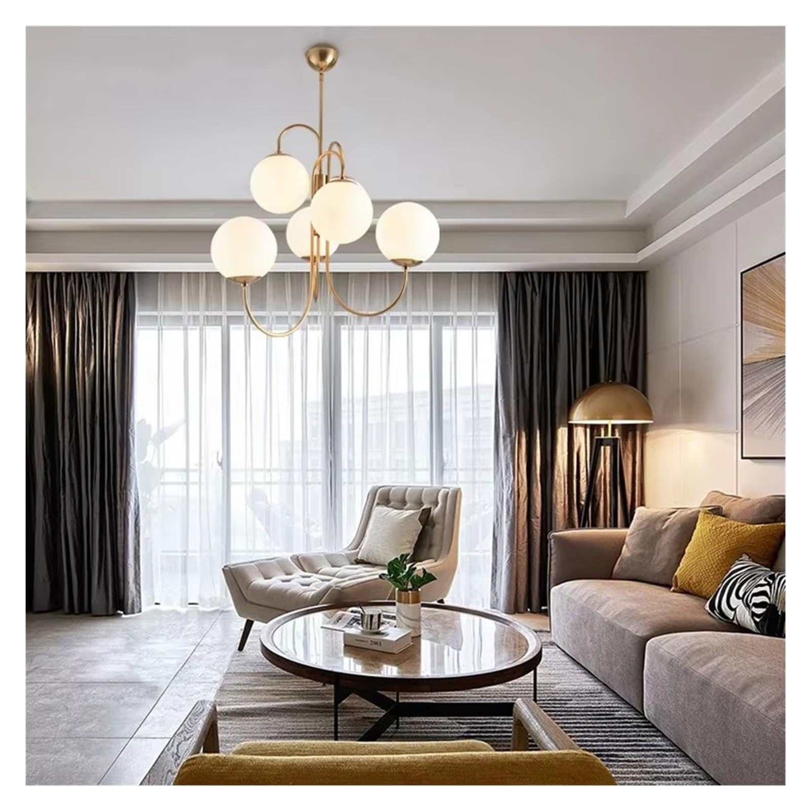 Nowoczesny żyrandol artystyczny białe szklane kule lampa wisząca stół kawiarnia lampa wisząca do domu salonu restauracji, nowoczesne oświetlenie (ciepłe światło)
