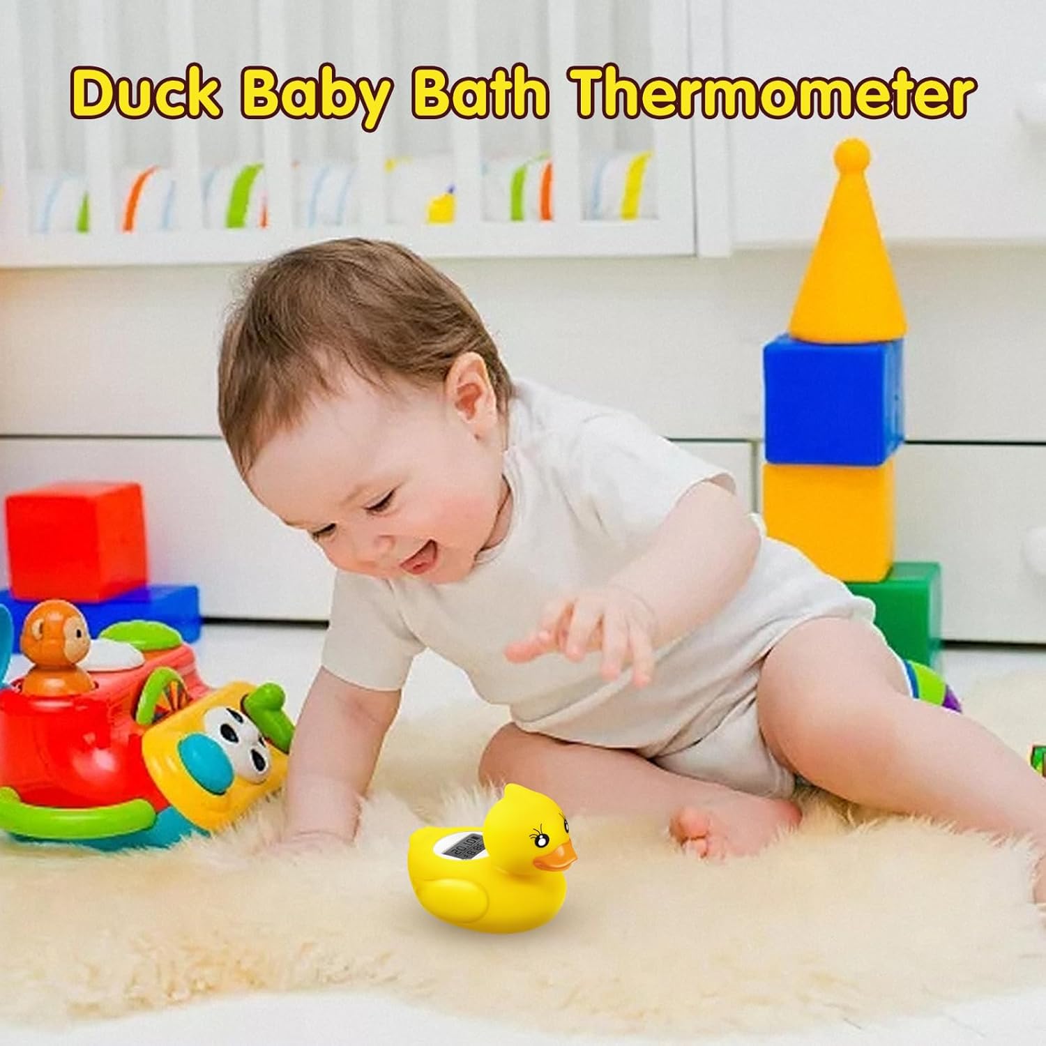 BabyElf Baby Bath Thermometer - Digital Water & Room Temperature Safety Floating Toy, Bathtub Thermometer, Fahrenheit & Celsius