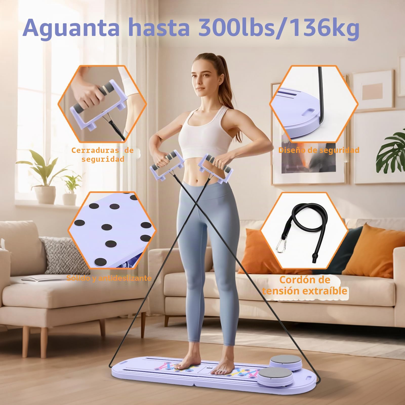 Rollingsurfer Tabla de Pilates Plegable, Reformador de Pilates Multifunción para Casa/La Oficina, Set de Tabla de Pilates Entrenamiento del Core y Fitness Corporal Total