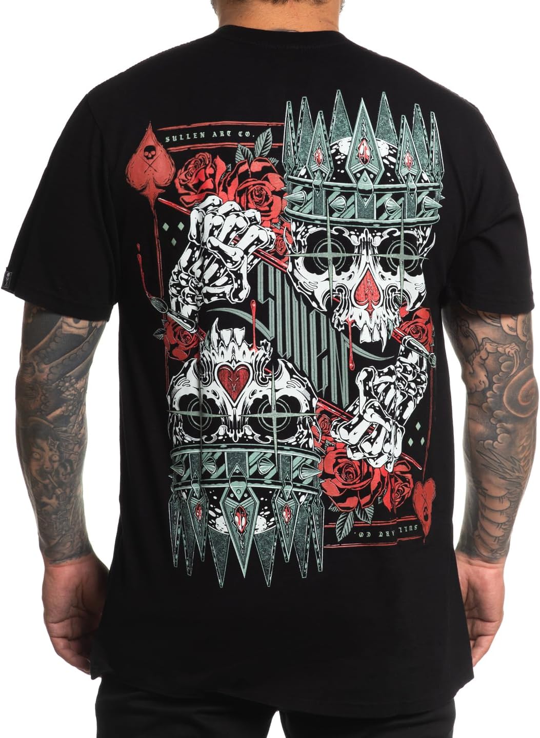 Sullen Men's Spades and Hearts Stacked Deck Capsule Tattoo Lifestyle Graphic Premium Short Sleeve Tee
