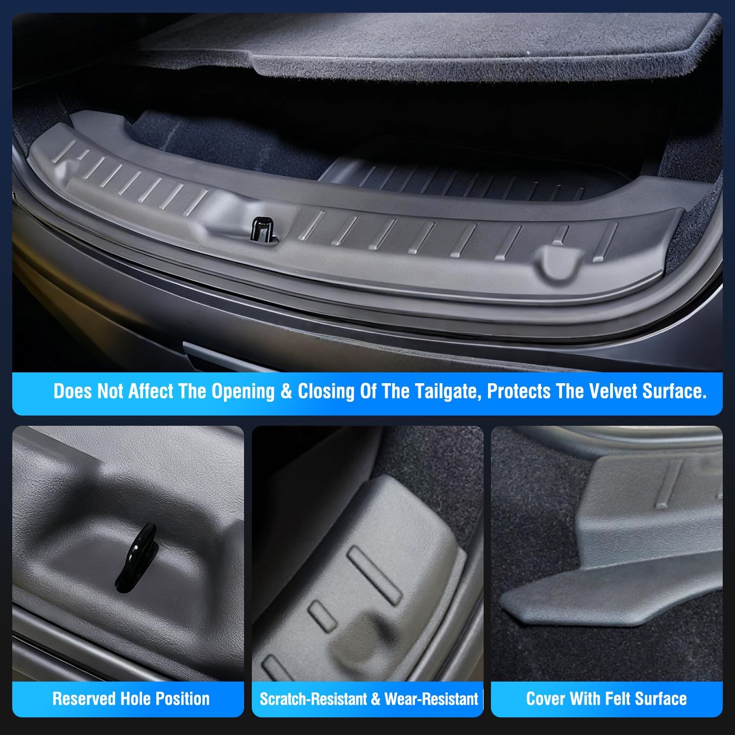 2025 Tesla Model Y Rear Bumper & Trunk Sill Cover Protector Bumper Guards for Tesla Model Y Juniper 2025 Refresh, TPE Trunk Bumper Sill Cover Interior Accessories-Black