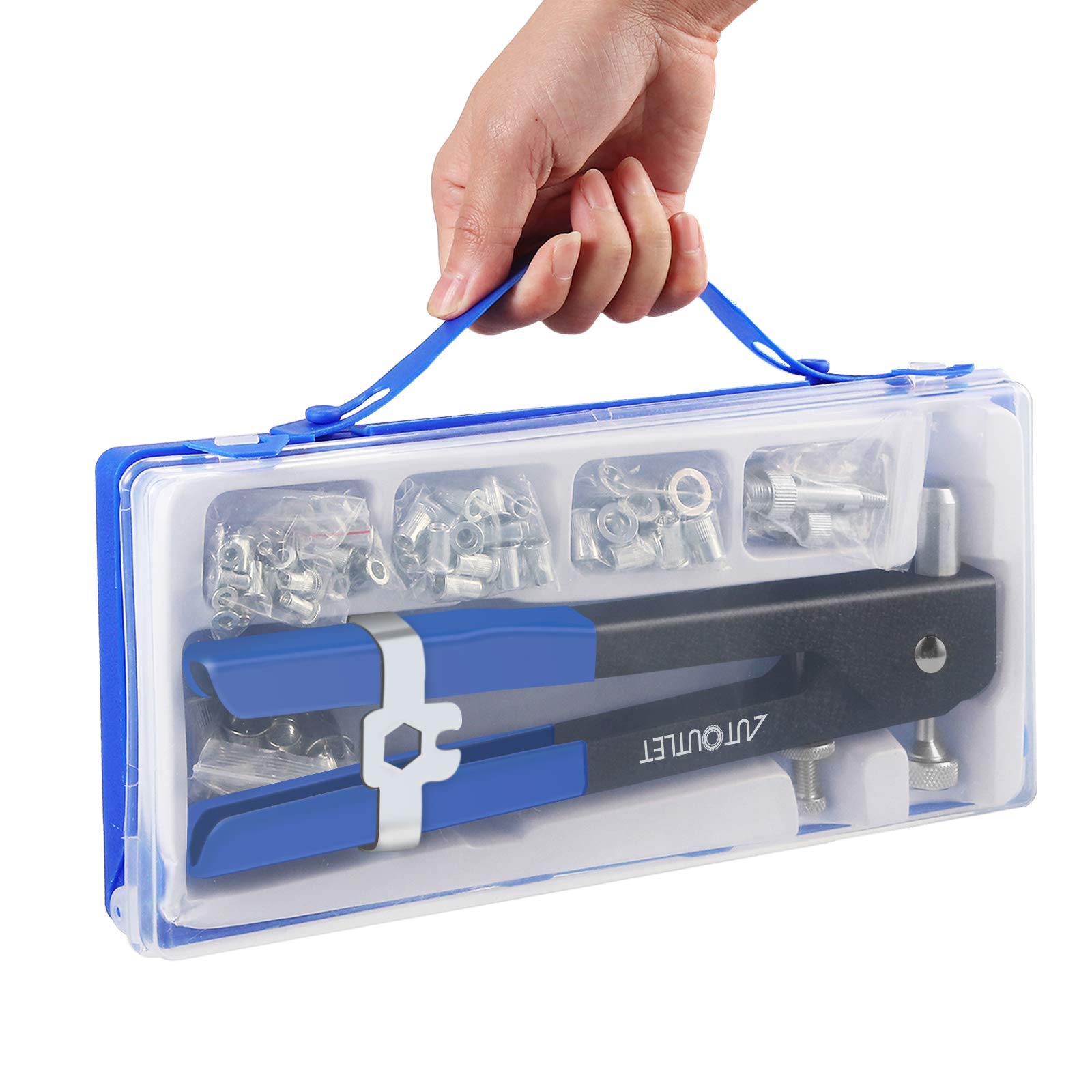 AUTOUTLET Professional Rivet Gun Pop Rivet Gun Kit with 86PCS M3/M4/M5