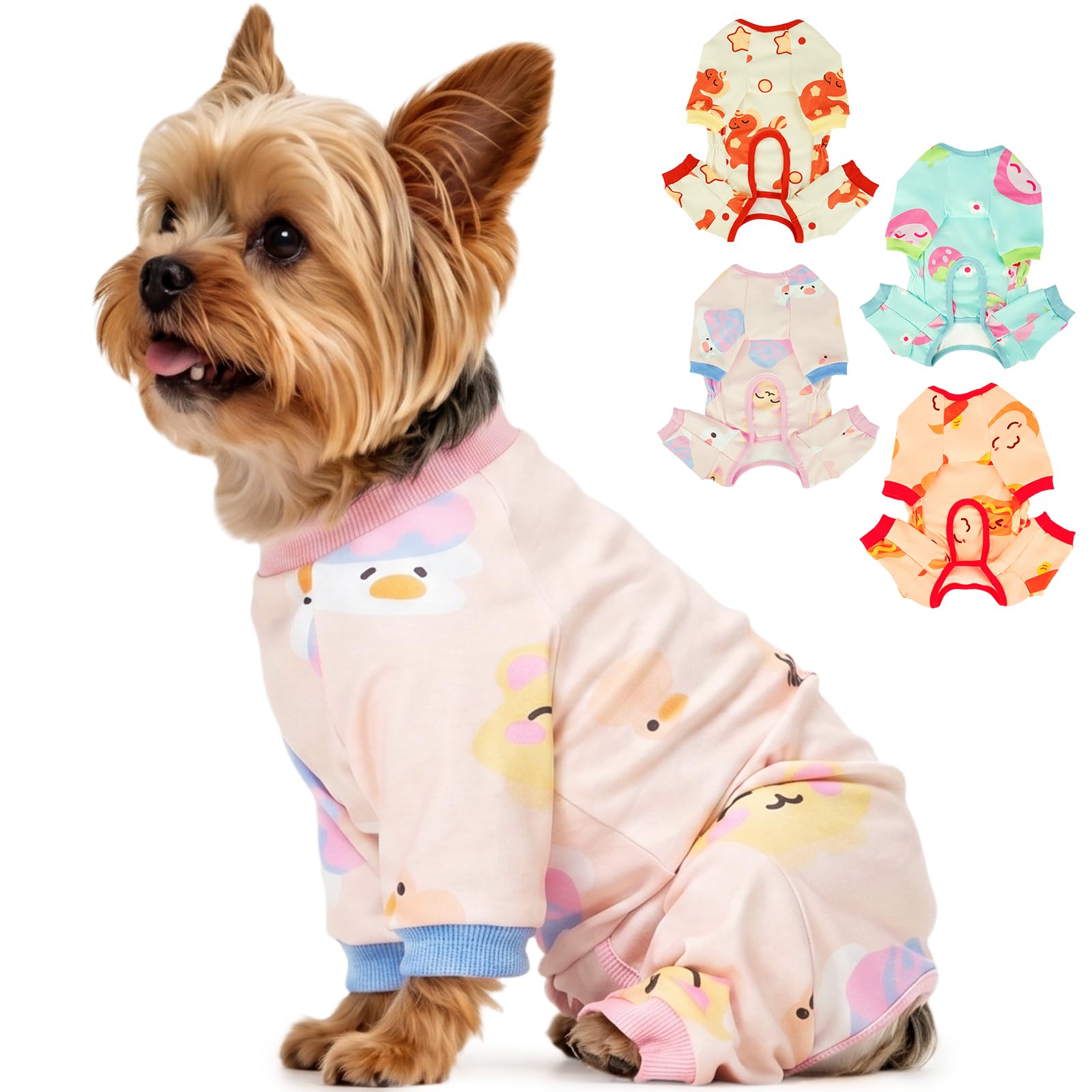 Pyjama pour chien Nanaki en velours doux extensible rose taille XXS