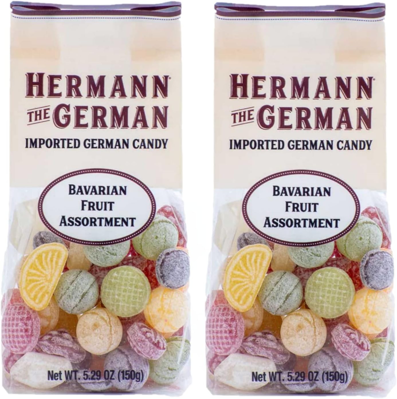 Hermann the German Hard Candy - Imported - 2 Pack (Bavarian Fruit Candy Assortment)