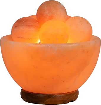 Spantik Himalayan Fire Bowl Salt Lamp with 6 Massage Balls - Premium Quality from Pakistan