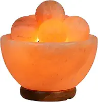 Spantik Lâmpada de sal de tigela de fogo do Himalaia com 6 bolas de massagem de qualidade premium autêntica do Paquistão