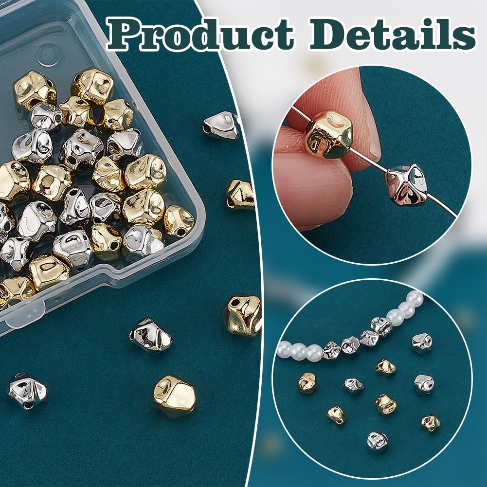 PH PandaHall 40pcs 2 Colors Irregular Spacer Beads - Image 4