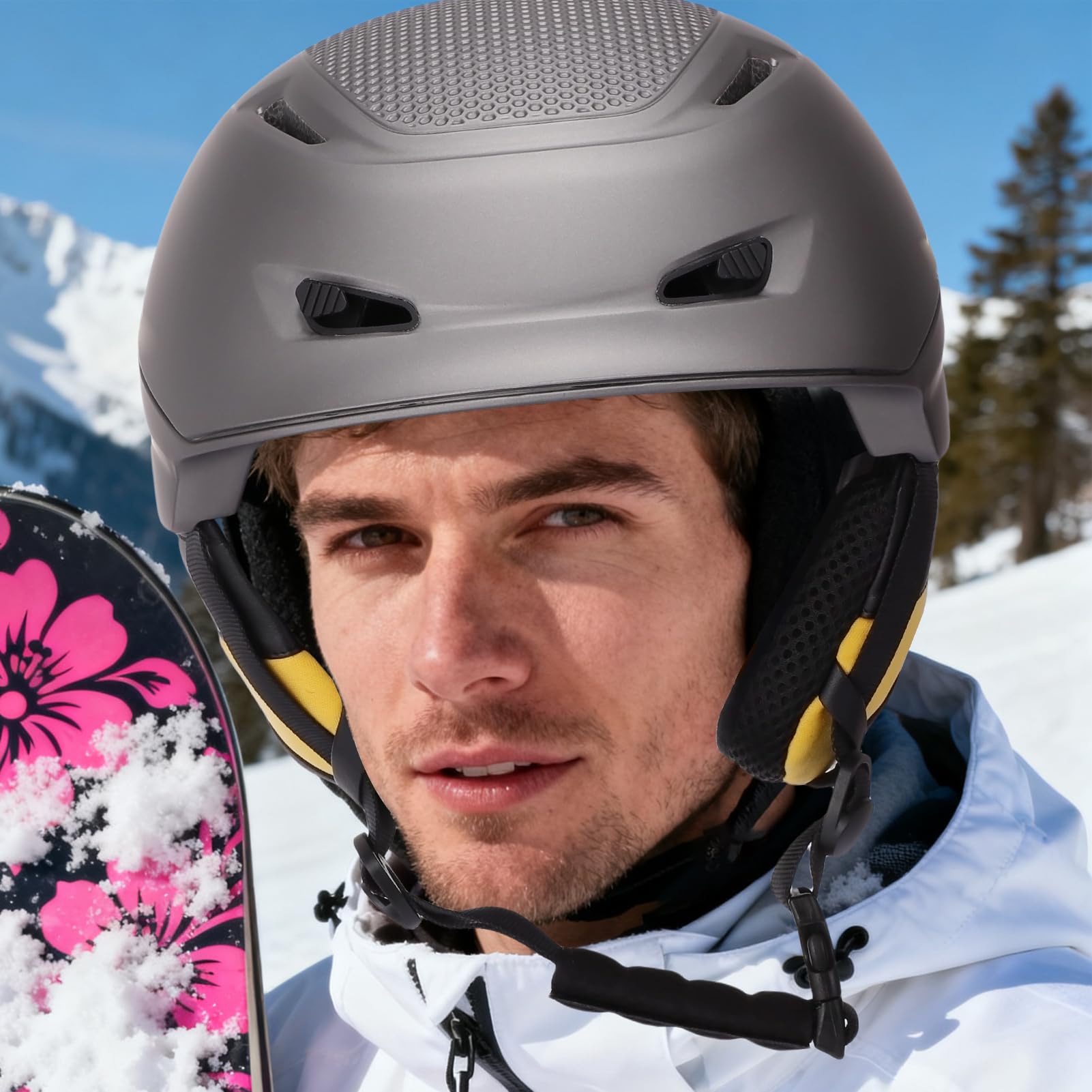 Fockety Kask Narciarski, Regulowany Kask do Jazdy na Nartach i Snowboardzie z Nausznikami, Wentylowany do Sportów Zimowych dla Mężczyzn, Kobiet, Młodzieży, Dorosłych, Dzieci
