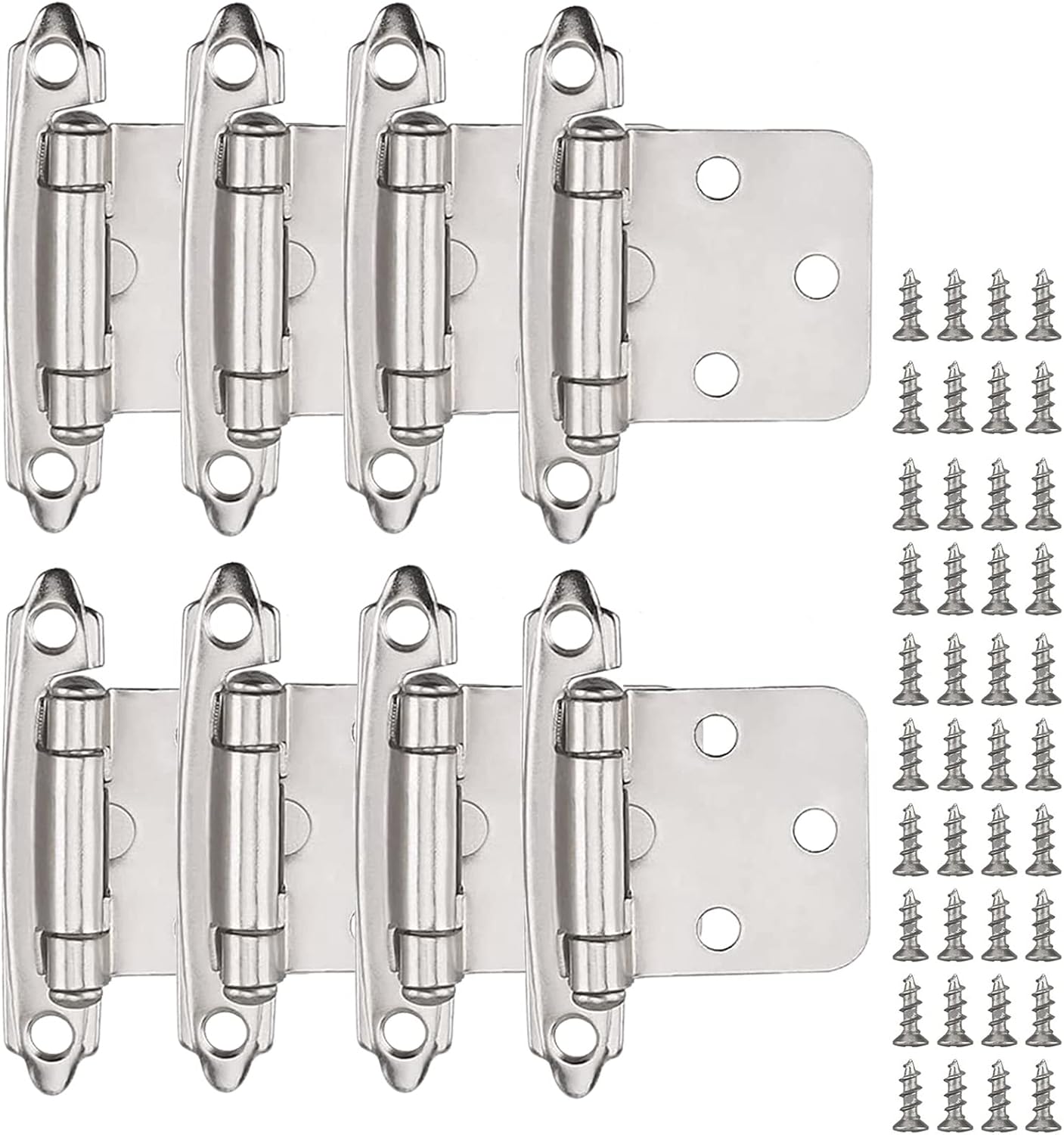 16 Pack Overlay Hinges,1/2"Overlay Hinge Satin Brushed Nickel SelfClosing