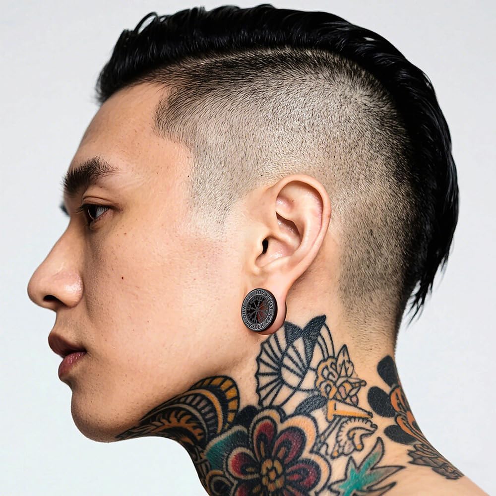 2 PCS ear gauges with[Not all who wander are lost] Ear Tunnels Plugs 316 Stainless Steel Ear Gauges Weight Saddle Plugs Hypoallergenic expander Piercing Body Jewelry