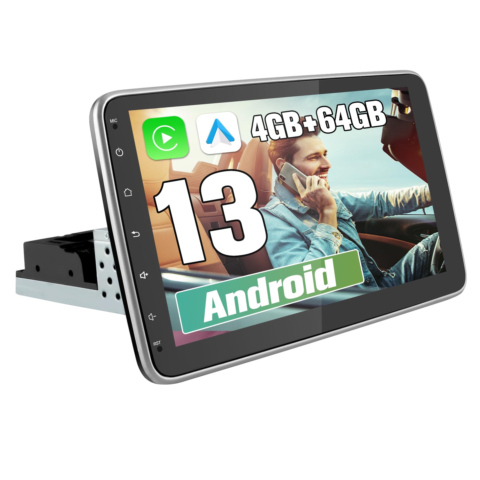 Junsun Android universal Autoradio 4GB+64GB 10.1 Zoll Touchsreen,Android 13 CarPlay, Android Auto, FM Radio, Bluetooth, WLAN, Navigtion, Lenkradsteuerung
