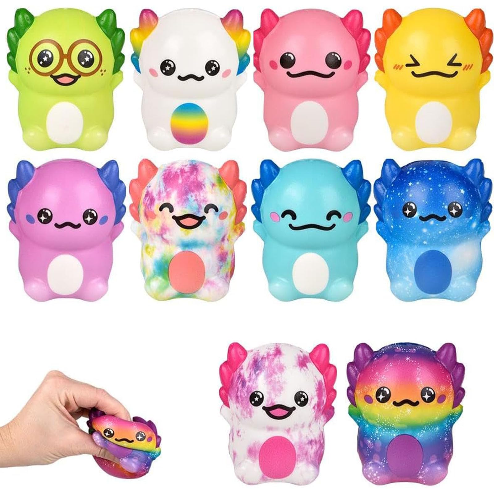 10 PCS Axolotl Squishy, Slow Rebound Squishy Axolotl Toy, Taba Squishy for Stress Relief , Fun Fidget Toy for All Ages, Party FavorsRandom Color