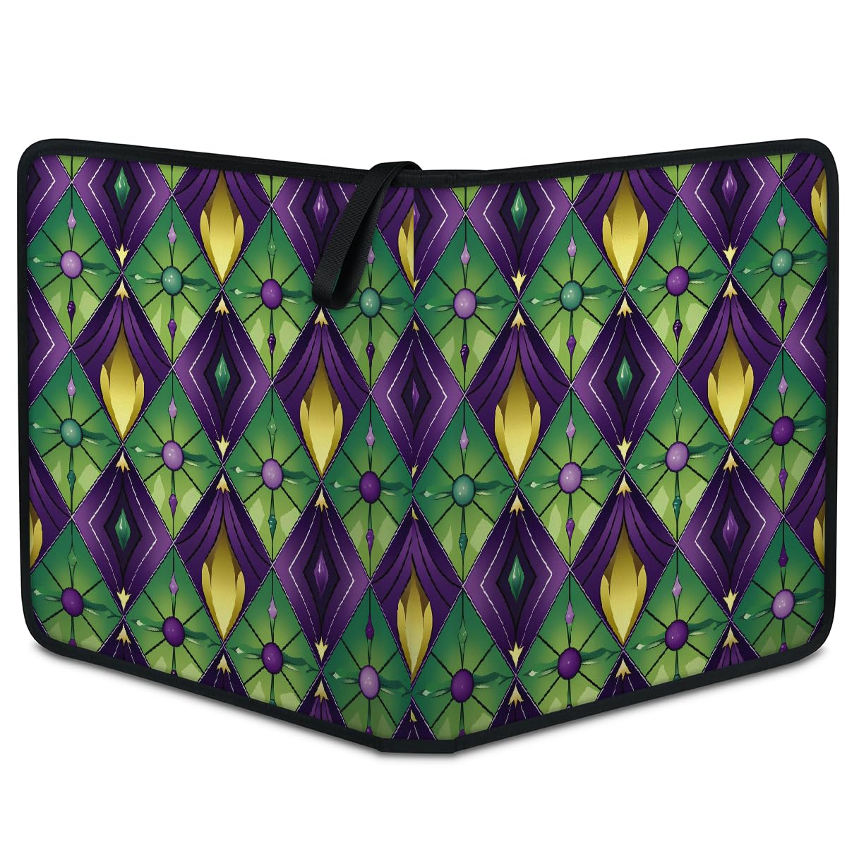 Classeur pour cartes à collectionner - 9 pochettes - Vert et violet - Mardi Gras - Avec pochettes amovibles - Étanche - Avec fermeture éclair - Capacité de 50 pages et 900 cartes