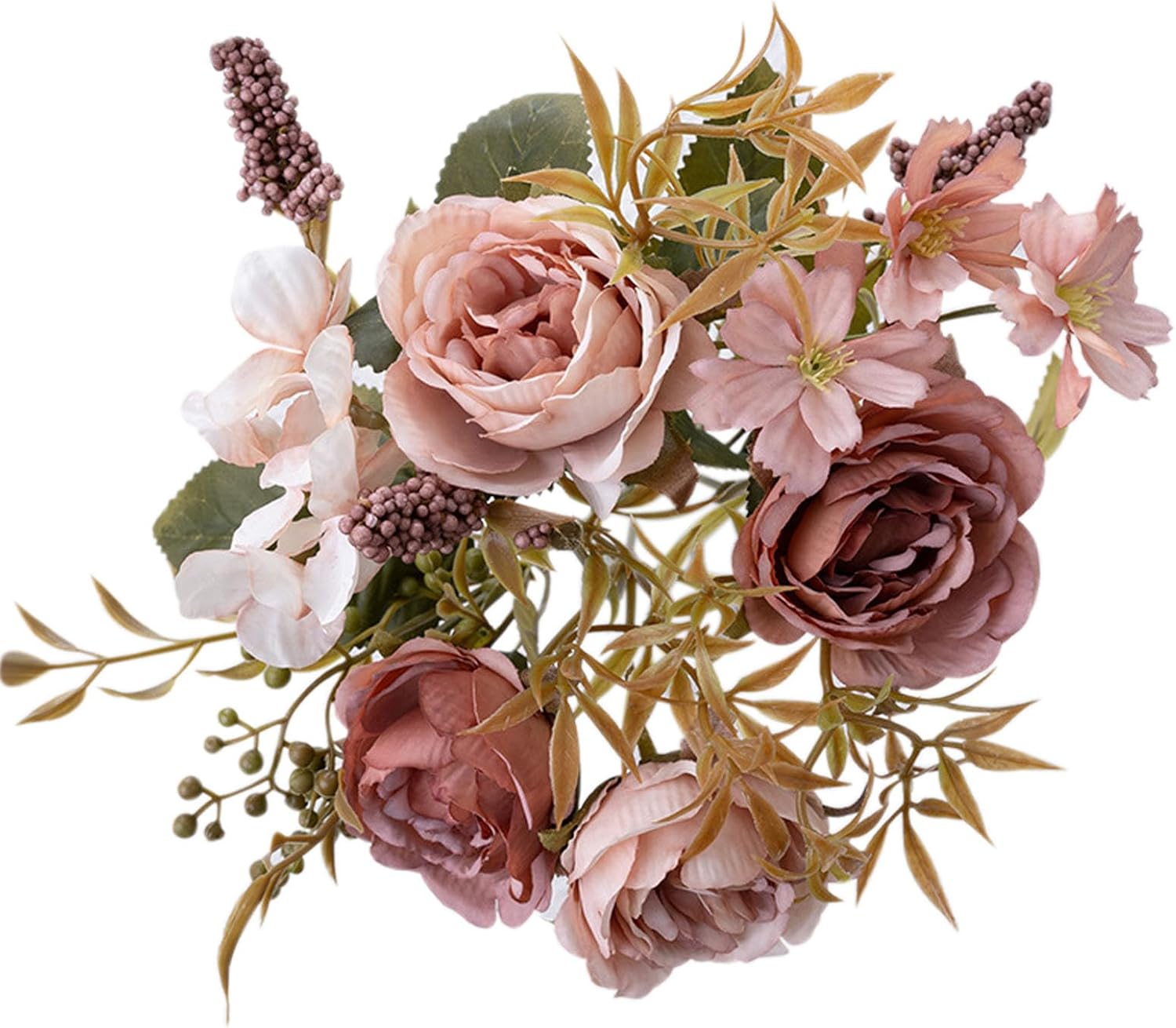 Pink Vintage Artificial Peony Silk Flowers Dusty Fake Flowers for DIY Wedding Bouquets Centerpieces Baby Shower Party Home Decoration Rustic Peony Bunch Pack of 3