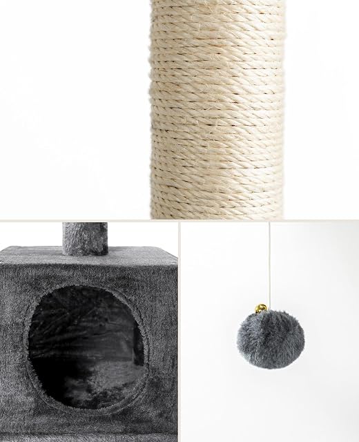 Foto 4 de 5 de lionto Árbol rascador para Gatos Altura 85 cm, Gris Oscuro
