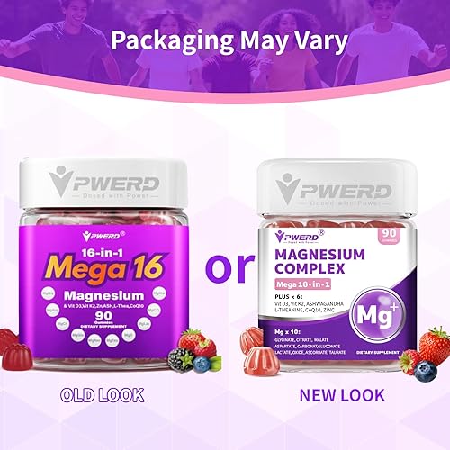Miniatura 2 de Mega16-en-1 Gomitas complejas de citrato de magnesio glicinato para dormir para mujeres adultas, gomitas de carbonato de malato de magnesio de alta