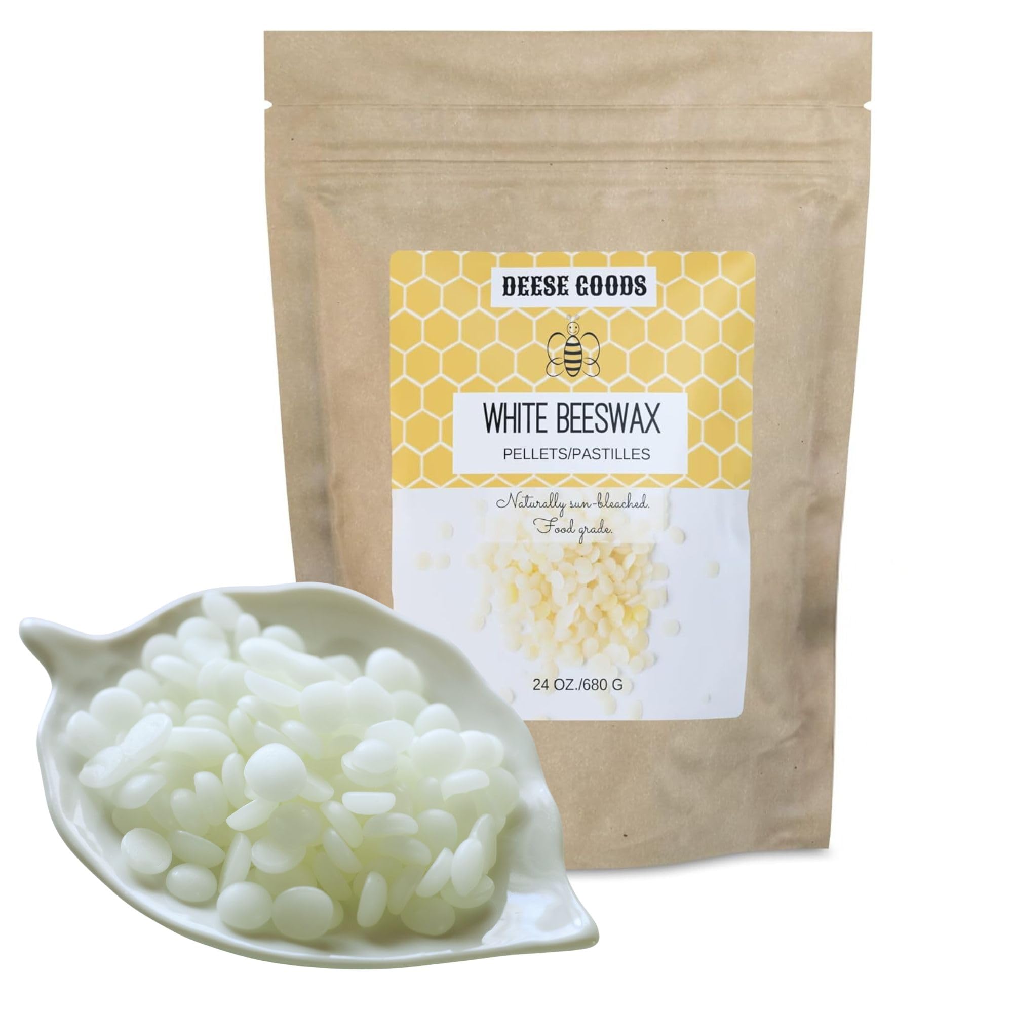 Organic White Beeswax Pellets (1.5 LB) | for Candle Making, Cream, Lip Balm, Beeswax Wraps and Other DIY Projects. 100% Natural - Made in USA