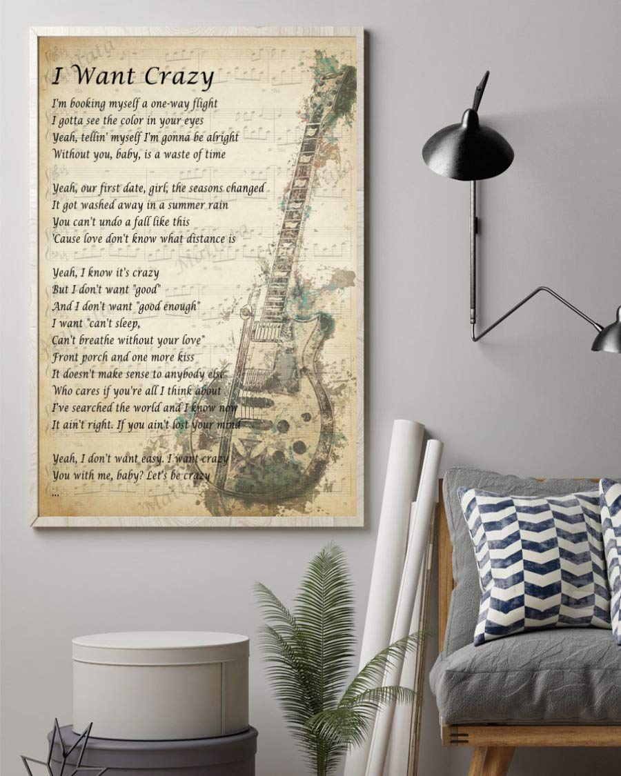 Amazon.com: Mattata Decor Gift - I Want Crazy Song Lyrics Guitar