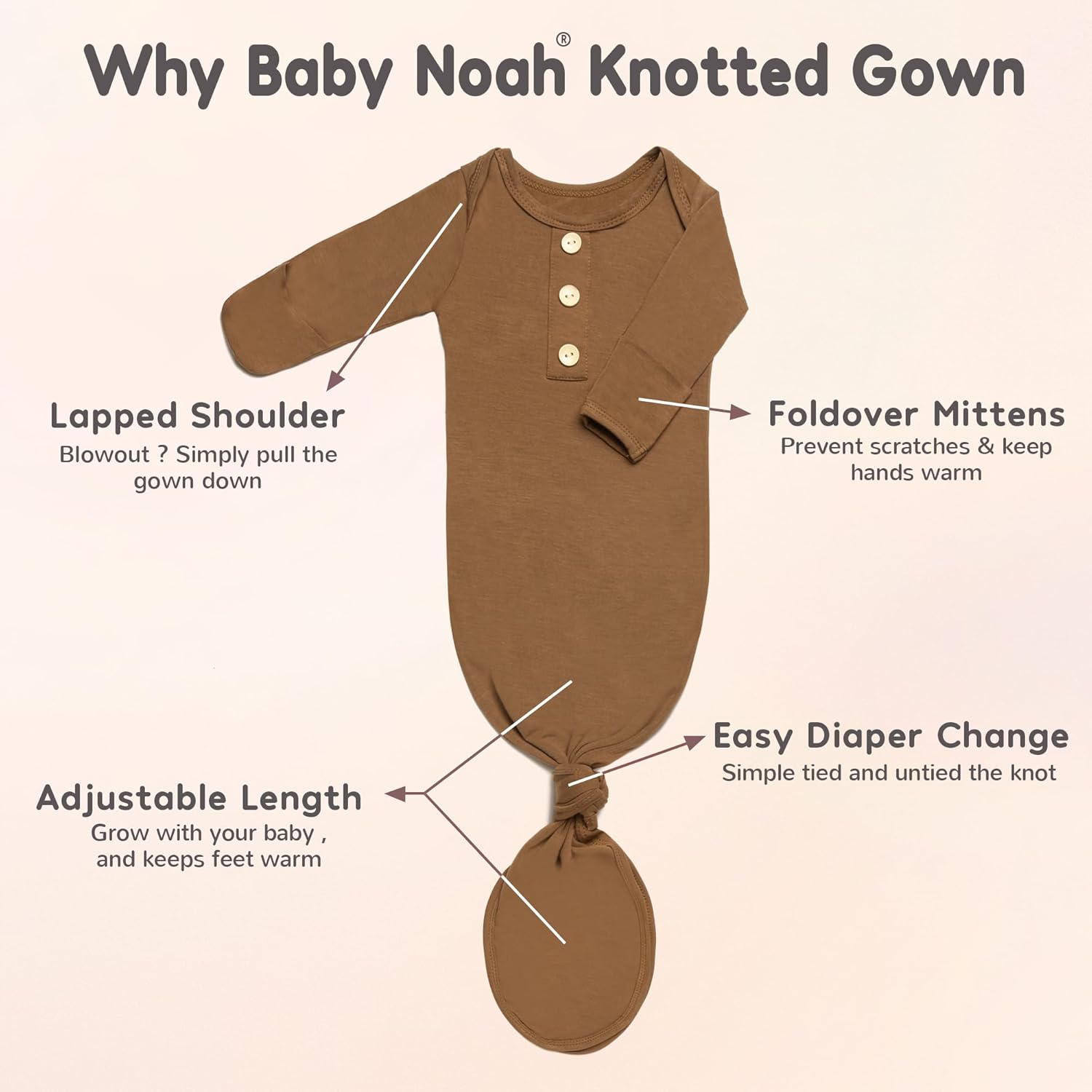 2PK Silky Soft Newborn Knotted Gown, Snuggly Infant Sleeper for Baby Girls, Sleepwear Set with Mittens, Bowknot, Clip and Hat - Image 6