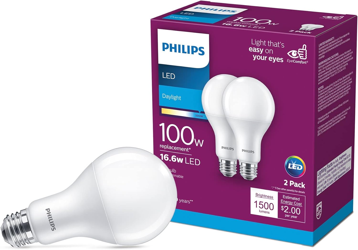 Philips LED A21 E26 100W DL - Pack of 2