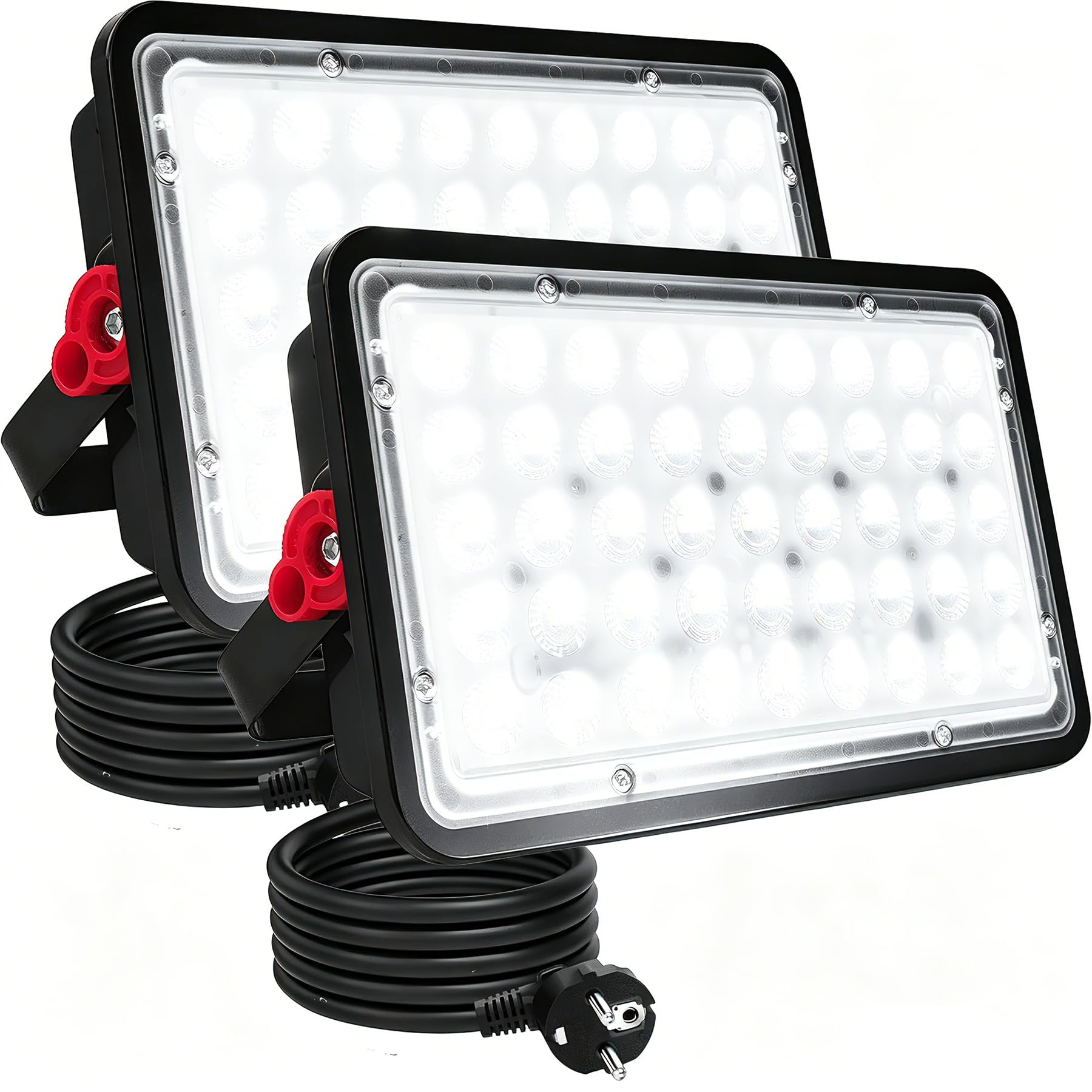 Projecteur LED Extérieur 100W - Lot de 2 Spots 10000LM IP66 Étanche 6500K Blanc Froid pour Cour, Jardin, Garage, Entrée