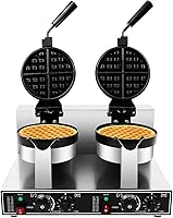 Vista 1 de Máquina para hacer gofres de doble cabezal de 19.7 x 15.4 x 11.8 pulgadas, de acero inoxidable, eléctrica, 110 V, 2400 W, antiadherente, doble
