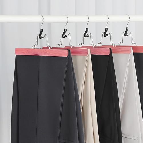 Miniatura 2 de TOPIA HANGER Paquete de 12 perchas de cedro para pantalones, perchas de extensión de cabello antideslizantes para faldas con abrazadera de madera