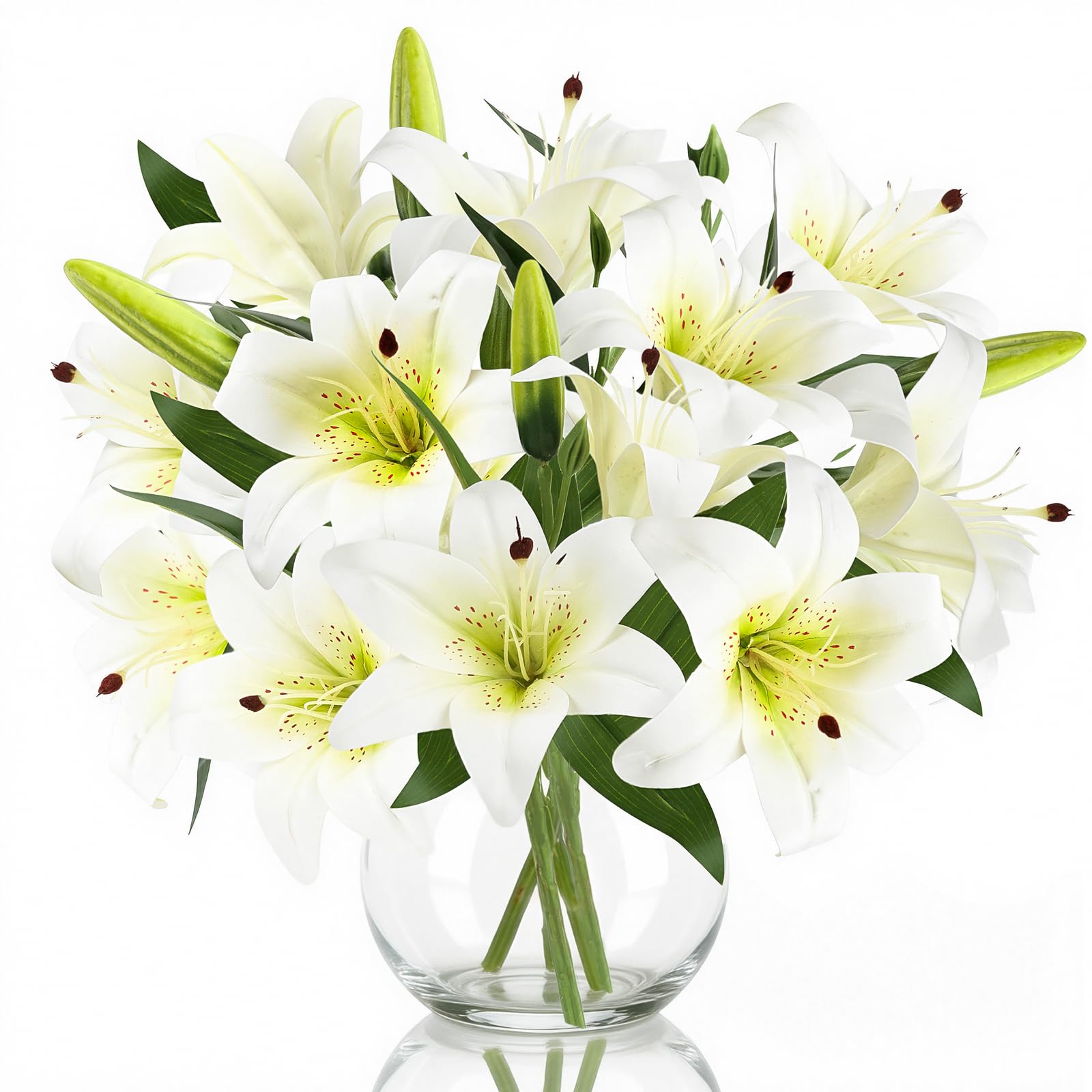 TYL&TYS 6PCS Artificial Lilies Flower Set, 3D Printing Realistic Fake Lilies with 12 Heads and 6 Buds - Image 8