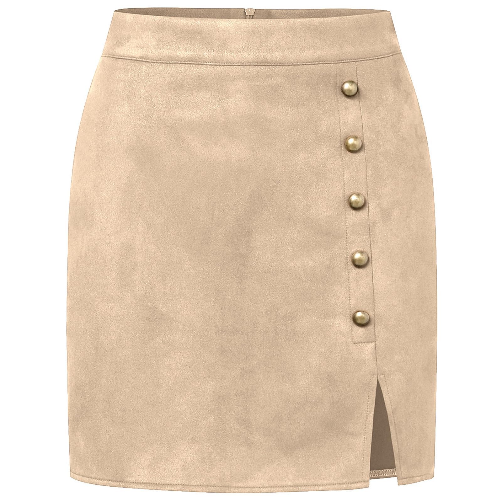 Mini falda de piel sintética para mujer, cintura alta, bodycon falda corta con cierre de metal, aspecto de cuero salvaje, elegante ajuste ceñido