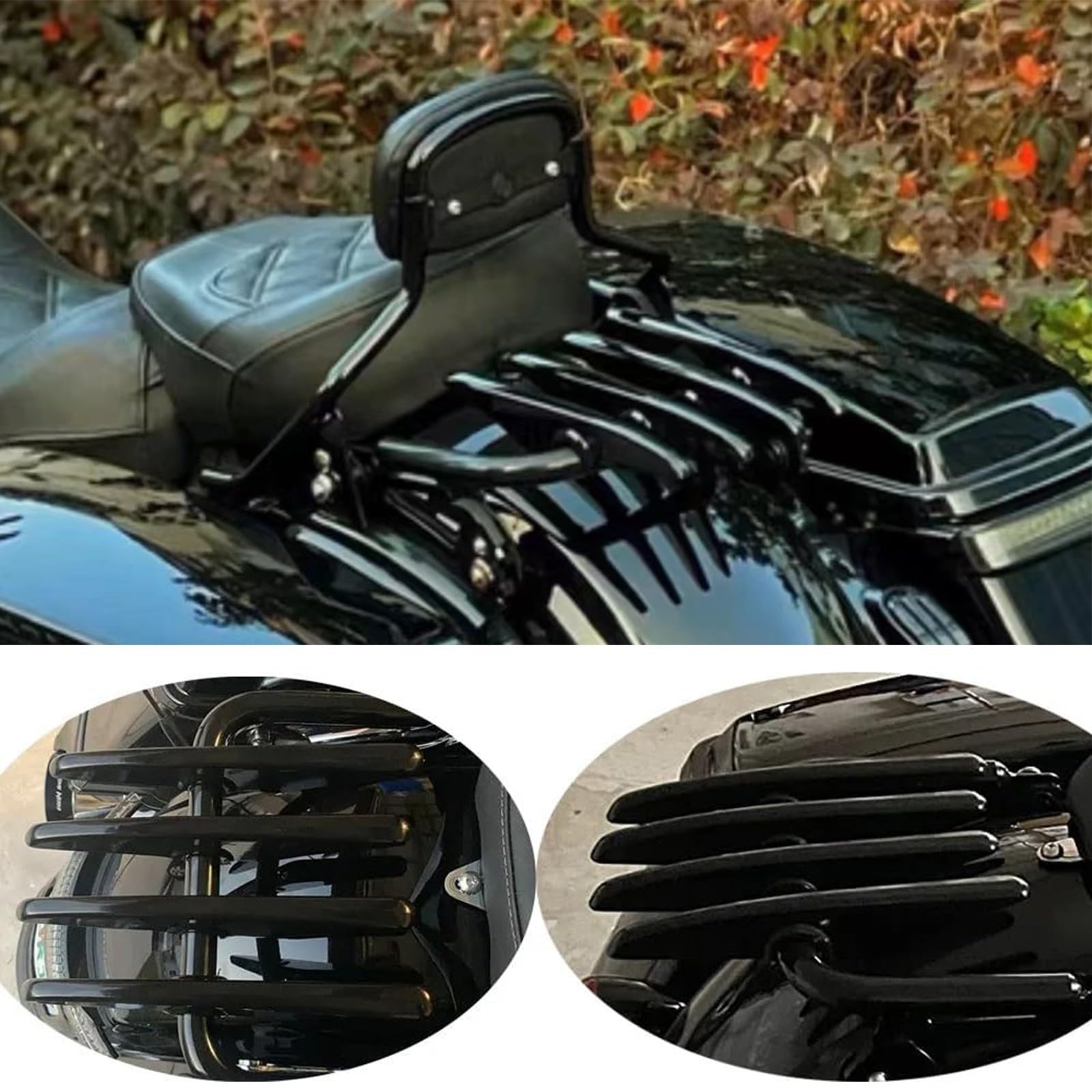 Portapacchi posteriore per moto, portabagagli per Electra, Street Glide, Road King, FLHX, FLHT 2009-2024, portapacchi posteriore nero, supporto per ripiani, accessori per moto