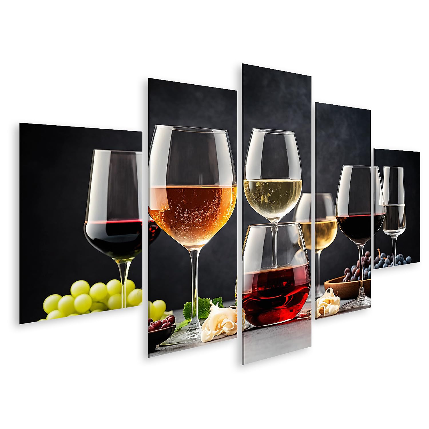 islandburner Quadro su Tela Varietà Bicchieri Rosso Bianco Rosa Vino Varietà Bicchieri Da Vino Rosso Bianco Rosa Vino Immagini Poster