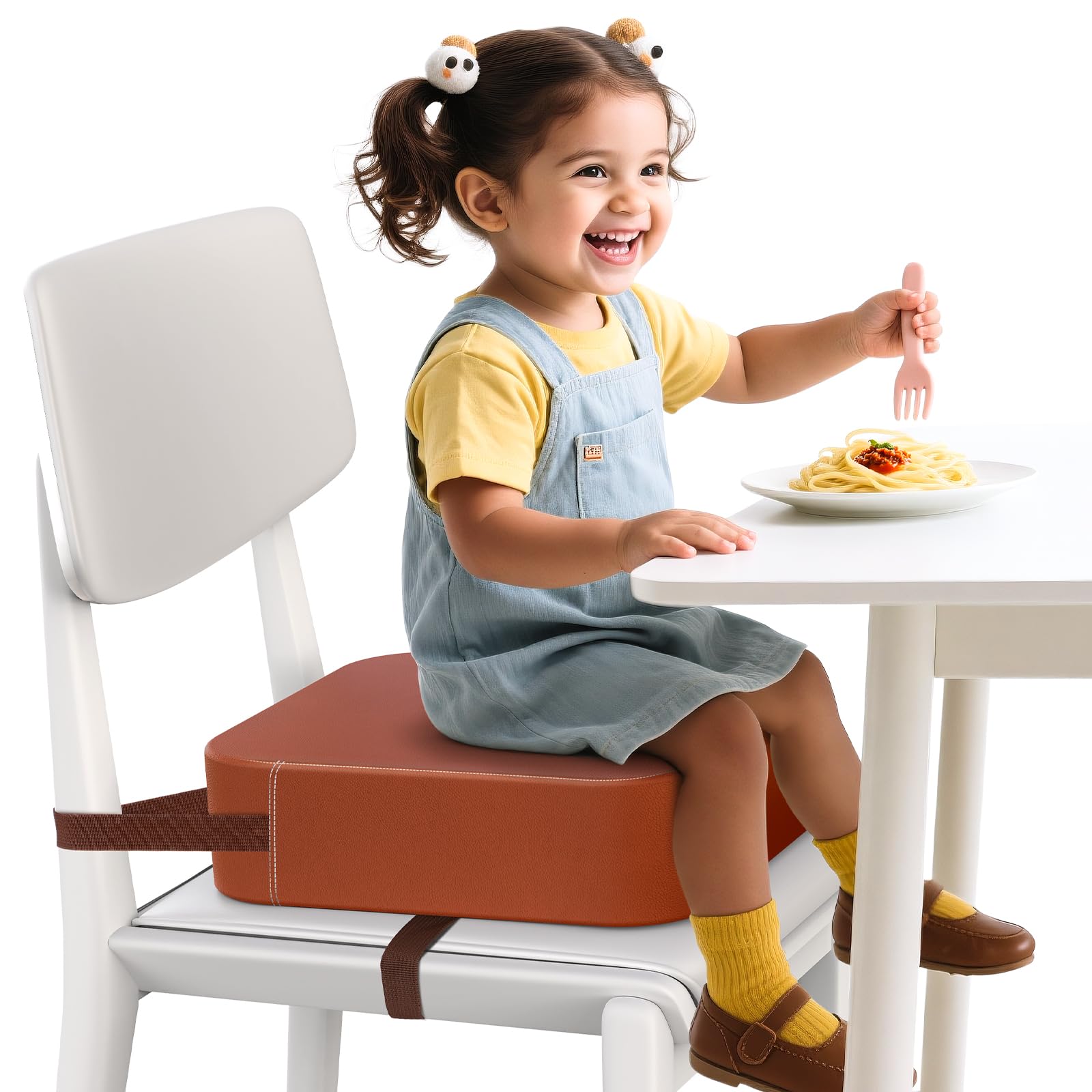 Asiento elevador de silla de cocina, cinturones de seguridad ajustables, asiento elevador de silla de cocina, cojín elevador de apoyo fuerte, poliuretano fácil de limpiar, extraíble y portátil