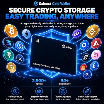 Cold Wallet Crypto with 2-of-3 Recovery Double Safety Design, Offline NFC Hardware Wallet for Bitcoin& 2,800+ Tokens, Trade Anywhere &Anytime, 3 pack by Safnect