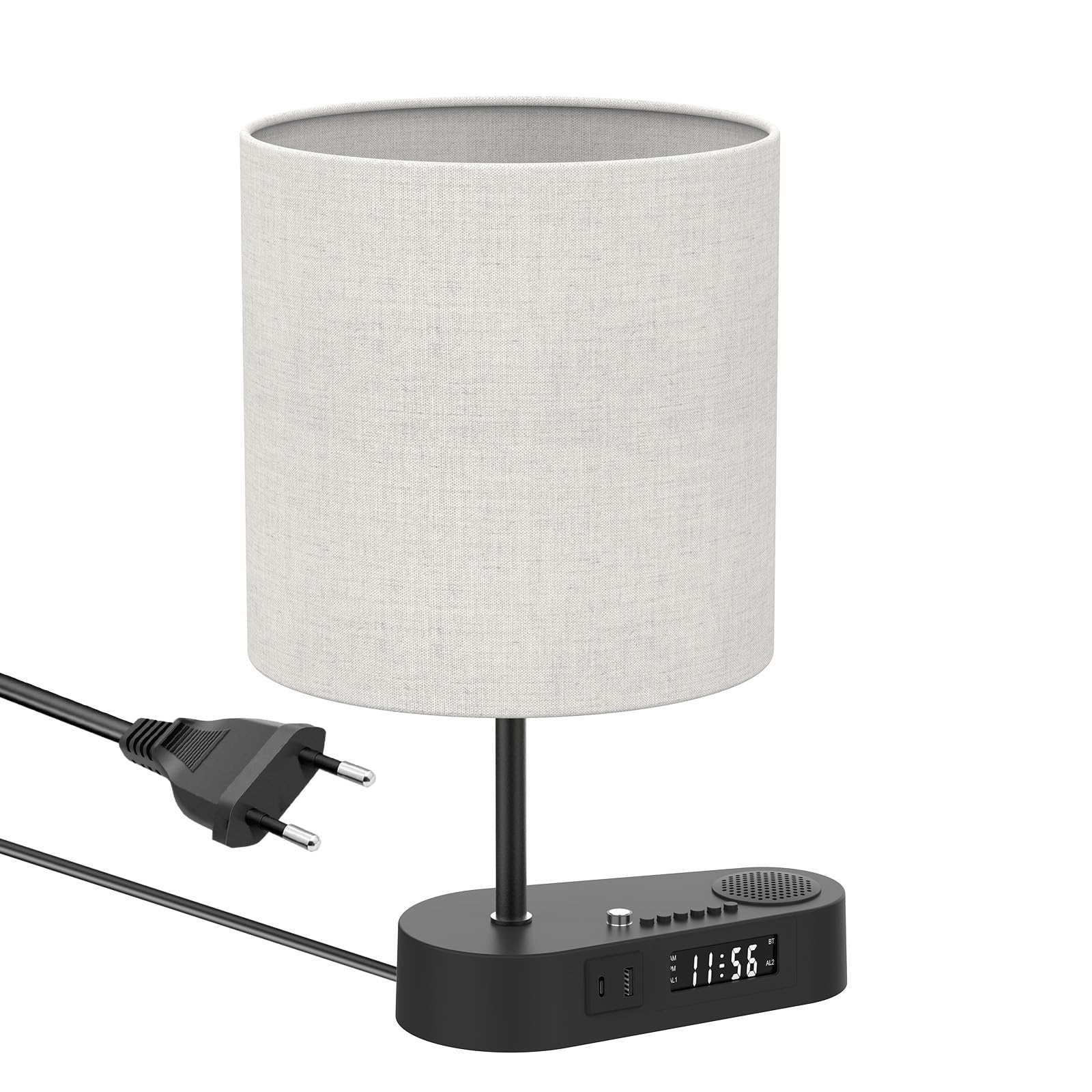 Epicflare Lámparas de Mesita de Noche Táctil Regulable con 2 Puertos de Carga USB A+C Pantalla de Tela de Lino Lámpara Escritorio Vintage para Dormitorio Salón (Bombilla Incluida)