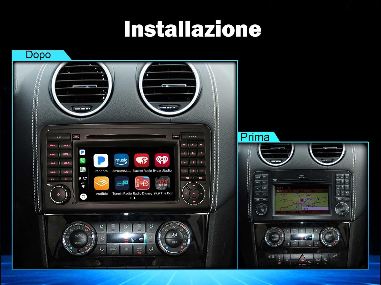 Erisin 7 pollici Android 16 8-Core 4GB+64GB DVD Autoradio GPS Navigatore per Mercedes-Benz Classe ML W164 Classe GL X164 Supporta Schermo tattile Bluetooth 5.0 CarPlay Android Auto WiFi 4G DSP CANbus