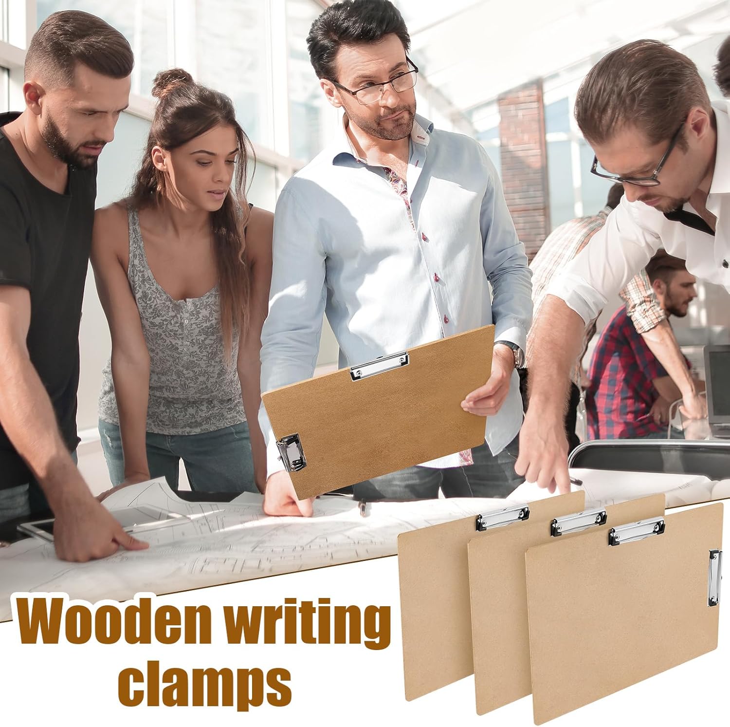Henoyso 12 Pcs 11x17 Clipboard Wooden Lap Board with Low Profile Clip Brown Double Landscape Clip Hardboard Drawing Board Landscape Horizontal Large Clipboard for Desk Paper Sketching Art Supplies