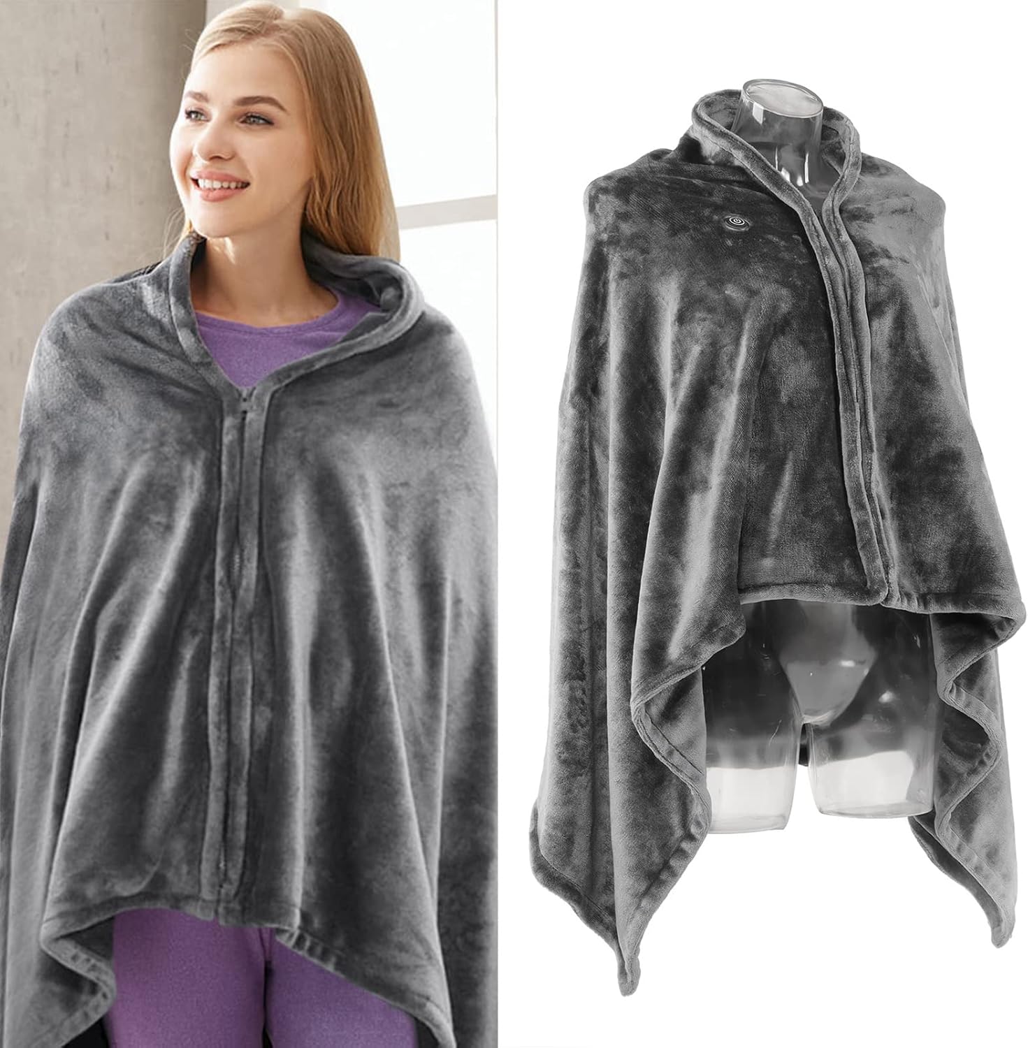 Srliya Electric Heated Blanket 5V USB Powered 3 Levels Adjustable Fast Heating 150x85cm Heated Throw Cover for Office Gray