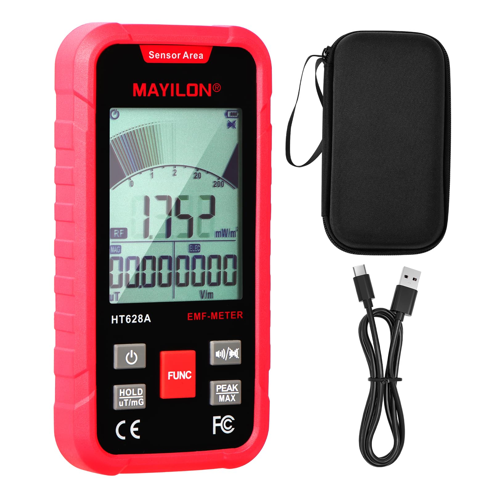 Détecteur EMF 3-en-1 Compteur Geiger avec Mesure 3 Axes (EF/MF/RF) Testeur de Rayonnement Électromagnétique avec Graphique de Tendance pour Maison WiFi 5G et Chasse aux Fantômes