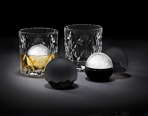 Miniatura 2 de Godinger Vasos de whisky Barware Old Fashion con 2 moldes de bolas de hielo de whisky refrigerado, juego de 2