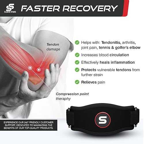 Miniatura 2 de Sleeve Stars Codera para hombres y mujeres para tendinitis y codo de tenista soporte de contrafuerte para alivio y soporte de antebrazo con 3