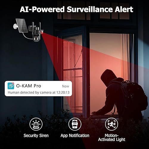 Miniatura 5 de Cámaras de seguridad solar 4K inalámbricas para exteriores 5GHz2.4Hz WiFi 6, cámara de seguridad para el hogar de doble lente 2 en 1, 360