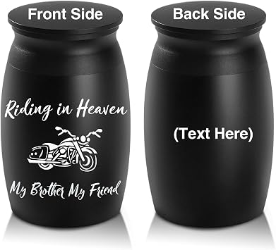 Personalized Custom Engraving Text Small Cremation Urns, Handcrafted Beautiful Keepsake Urn for Funeral, Peaceful Decorative Urns for Human Ashes, Motorcycle Urn to Sharing Memorial Brother