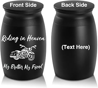 Personalized Custom Engraving Text Small Cremation Urns, Handcrafted Beautiful Keepsake Urn for Funeral, Peaceful Decorative Urns for Human Ashes, Motorcycle Urn to Sharing Memorial Brother