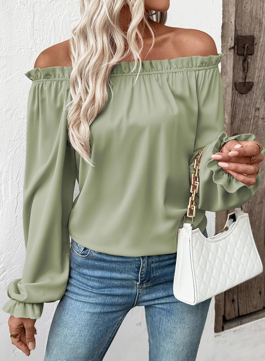 EVALESS Womens Tops Off The Shoulder Blouses for Women Dressy Casual Cute Puff Sleeve T Shirts Fashion 2026 - Image 2