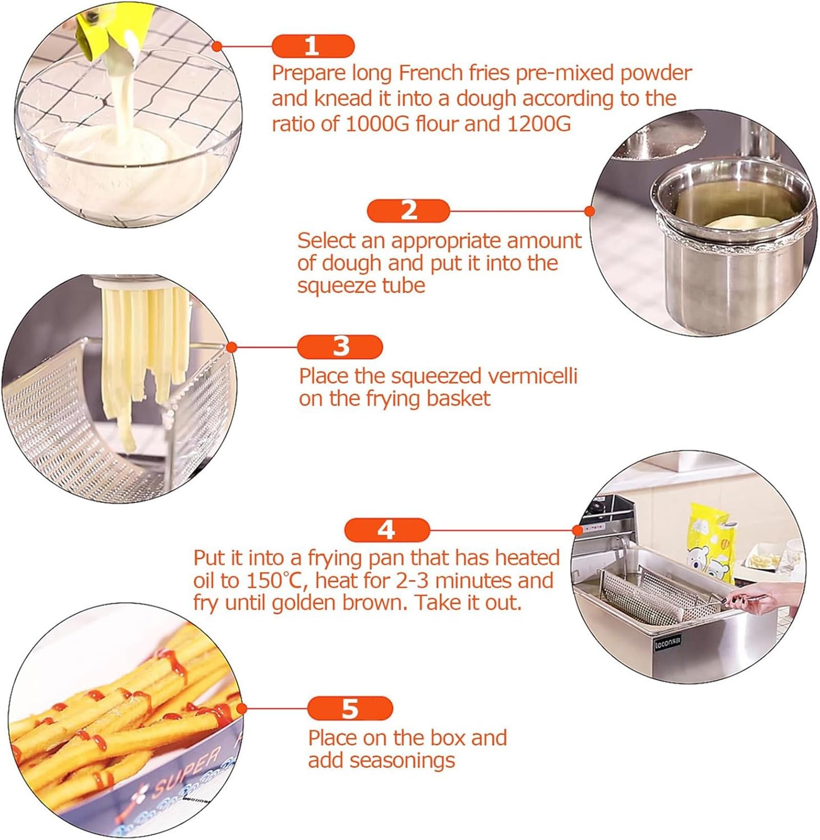 Friggitrice francese in acciaio inox, strumento manuale per una produzione rapida, per creare facilmente patatine fritte croccanti da purè di patate per ristoranti e da asporto