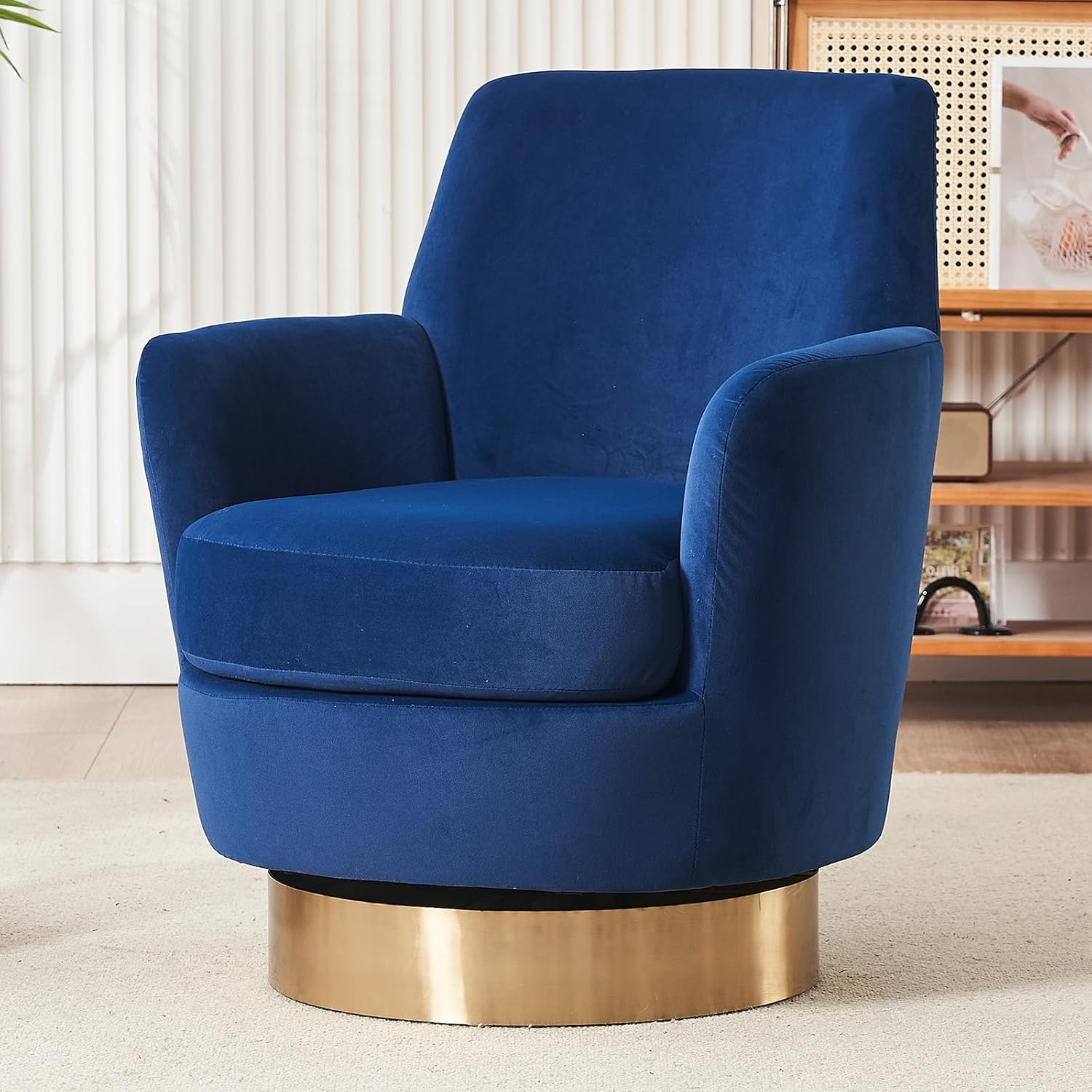 Swivel Barrel Chair Set of 2,Modern Round Accent Arm Chairs with Tall Backrest,Upholstered Comfy 360 Degree Velvet Swivel Round Single Club Sofa Chair for Nursery Living Room Bedroom