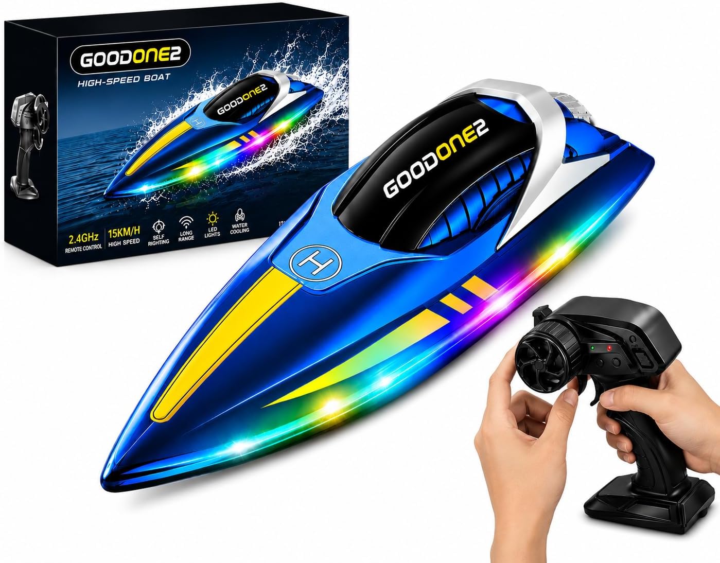 Electric RC Boats for Kids, High Speed Remote Control Boat for Kids, Fast Speed RC Jet Boat for Pool (Boat)
