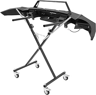 Folding Bumper Storage Stand Auto Panel Repair Paint Holder with Casters, Adjustable Height & Positions 200 LBS-Capacity Steel Powder Coated-Black